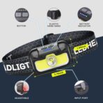 2 Pack Headlamp Rechargeable, 1300 Lumen Lightweight Bright with White Green Red Headlamp Flashlight, Waterproof Head Lamp,14 Modes for Outdoor Camping Running Cycling - Image 3