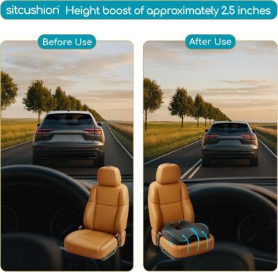 Car Seat Cushion for Long Driving – X Large Memory Foam Seat Cushion for Sciatica & Tailbone Pain Relief, Orthopedic Coccyx Cushion with Non-Slip Bottom, Back Pillow for Car, Truck (Black) - Image 5