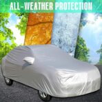 ikaufen Car Cover Waterproof All Weather for Automobiles, Car Cover Dirtproof, Scratch Resistant, Snowproof UV Protection Windproof, Universal Fit for Sedan (117-185 inch) - Image 6