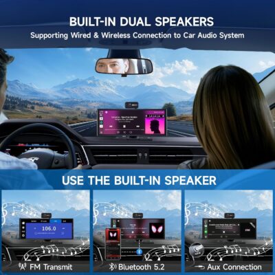 CarPlay Screen for Car Tablet Android Auto Smart Screen for Car, 4K Dash Cam Portable Car Play with 3 Channel Camera Backup Camera,10.26” Wireless Display FM Radio Stereo Bluetooth 5.2, 32GB Black - Image 6