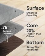 Ophanie Kitchen mats for Floor, Kitchen Rugs, 20x32 Anti Fatigue Standing Cushioned Mat, Waterproof, Comfort Ergonomic mat for Office, Home, Sink, 3/4 inch Thick Memory Foam Grey Non-Slip Bottom - Image 4