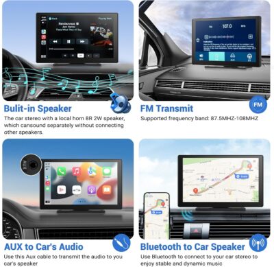 Wireless Apple Carplay Screen for Car 4K Dash Cam, 9" Portable Apple Carplay & Android Auto Car Stereo, with 1080p Backup Camera, GPS Navigation/Mirror Link/Voice Control/Bluetooth - Image 4