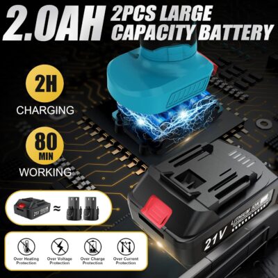 Cordless Car Buffer Polisher, 6 In Mini Buffer Polisher Kit with 2 Pack 21V Rechargeable Batteries,8 Variable Speed 5500RPM Orbital Polisher for Car Boat Detailing, Polishing,Scratch Removing - Image 5