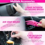 ThinkLearn Car Cleaning Kit, Car Vacuum Detailing Kit Interior with High Power Handheld Vacuum, Including 7Pcs Detailing Brush Set, Windshield Cleaner, Pink Car Accessories for Women - Image 4