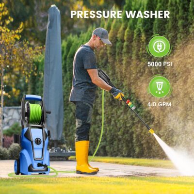 Pressure Washer 5000PSI Adjustable Pressure Power Washers with 33ft Hose, 4 Nozzle and Foam Cannon, Powerwashers Cleaner Machine for Home, Cars, Blue - Image 3