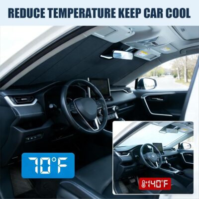 Windshield Sun Shade for Chevrolet Silverado/GMC Sierra 1500/2500HD/3500HD for 2019-2026, Foldable Front Window Shade with 3-Layer Reflective Material to Keep Car Cool - Image 2