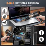 KMM Handheld Car Vacuum Cleaner, 9000PA Vacuum Cleaner & Air Duster, 120W High Power Vacuum Portable Cordless, Hand Held Vacuum Rechargeable with Multi-Nozzles & LED Light for Home, Car, Office - Image 2