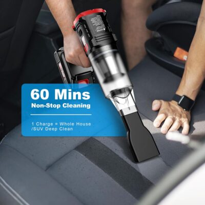 Car Vacuum Cordless, 35000PA Strong Suction Handheld Vacuum with 2 Detachable Batteries, 60Min Runtime Portable Vacuum Cleaner for Car Detailing, Pet Hair, Home Couch & Office, 350ML XL Dust Cup - Image 7