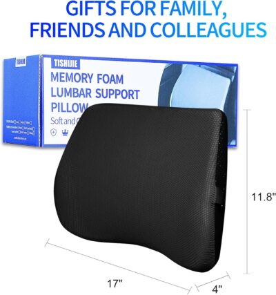 Lumbar Support Pillow for Car, Lower Back Support for Driving Seat Memory Foam Lumbar Pillow for Office Chair - Back Pain Relief for Car Seat, Wheelchair (Black) - Image 6