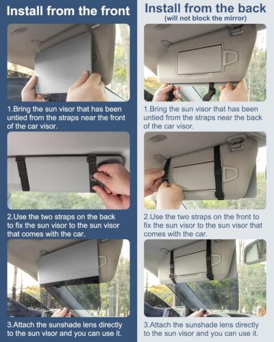 NAZZO Polarized Car Sun Visor Extension, Upgraded Magnetic Sunshade with PC Lens, Anti-Glare Car Visor Sun Blocker for Safe Driving, UV-Filtering/Protection - Image 7