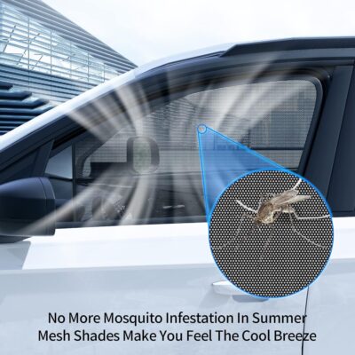 Aokway Car Side Window Sunshades, Driver Car Window Screen Mesh, Universal Fit for Camping and UV Protection (Black, Front Side 2pcs) - Image 6