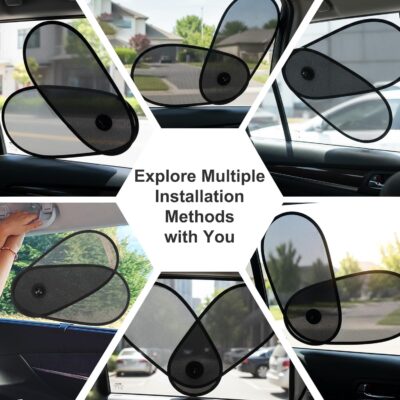 2 PCS Car Window Shade for Baby, Adjustable Rotatable Automotive Mesh Sun Blocke Driver Side Window Car Sunshades, with Suction Cups, Glare and UV Rays Protection, Fits Most of Vehicle - Image 6