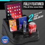 Small Center Console for Cars, Trucks, Minivans, SUVs, Vehicle Organizer, Cup Holders, Recycled Plastic, Made in USA (Black) - Image 3