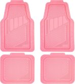 CAR PASS Heavy Duty Rubber Floor Mats 4-Piece,Pink Car Mats Full Sets Anti-Slip,Waterproof Universal Trim-to-Fit for Car SUV Truck, Durable All Weather Automotive Car Mats for Women,Girly(All Pink)