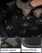 Cute Embroidered Dog Paw Car Floor Mats for Pet Lovers, Universal Fit All Weather Car Mats with Anti-Slip Nibbs Backing, Carpet Floor Mats for Cars, Trucks & Sedans, Full Set of 4 (Gray Paw) - Image 2