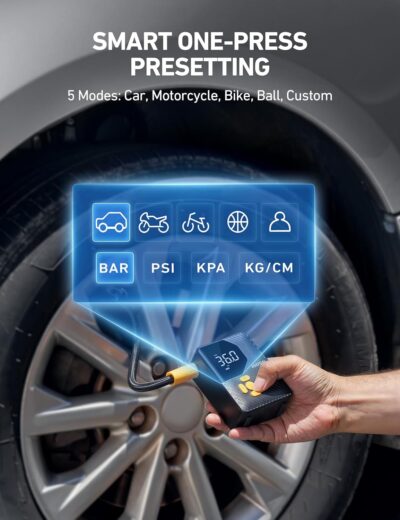 AstroAI L7 Mini Tire Inflator Portable Air Compressor,150 PSI Portable Tire Inflator for Car,Mini Bike Pump,Tire Inflator for Cars,Motorcycle,Bike,Ball with Tire Pressure Gauge&LED Lights - Image 7