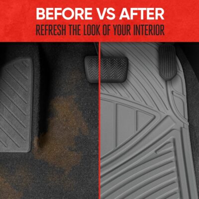 Motor Trend & BDK Heavy Duty Gray Rubber Car Mats Full Set - Universal Trim-to-Fit All Weather Floor Mats - Floor Mats for Car Accessories - Front & Back Interior Floor Mats for Truck Accessories - Image 6