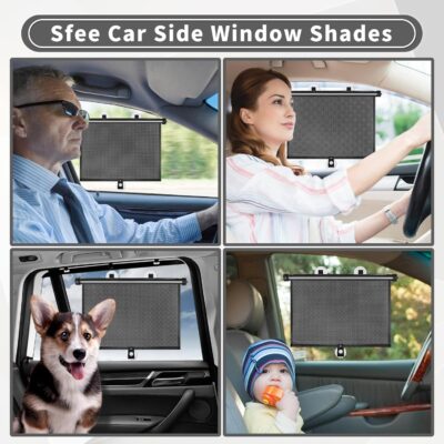 Sfee Car Window Shade for Side Windows, 2 Pack Sun Shade Retractable for Car Blocks Heat and UV Rays Glare Protection Roller Sunshade Visor for Baby, Kids, Pets, Passengers - Image 8