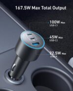 Anker iPhone 17 USB-C Car Charger, 167.5W Max 3-Port Ultra-Compact Type-C Fast Car Charger for MacBook Pro/Air, iPhone 17/16/15 Series, Samsung S24/S23, iPad Pro, AirPods and More - Image 2