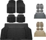 FH Group Automotive Floor Mats - Heavy-Duty Rubber, All Weather Protection Universal Fit Full Set Floor Mats and Cargo Mat, Climaproof, Semi Custom Trimmable for Most Cars, Sedan, SUV, Truck, Black - Image 7