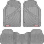Motor Trend & BDK Heavy Duty Gray Rubber Car Mats Full Set - Universal Trim-to-Fit All Weather Floor Mats - Floor Mats for Car Accessories - Front & Back Interior Floor Mats for Truck Accessories