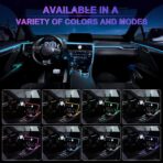 LivTee Smart LED Car Lights Interior with USB Port, LED Strip Fiber Optic Ambient Lighting Car, Wireless App Control, Sync to Music, Car Decorations Interior Accessories Gifts for Women Men, 6 in 1 - Image 6