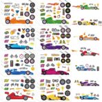 24 Sheets Car Stickers for Kids, Race Car Theme Waterproof Paper, DIY Race Car Stickers, Party Favors