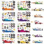 24 Sheets Car Stickers for Kids, Race Car Theme Waterproof Paper, DIY Race Car Stickers, Party Favors