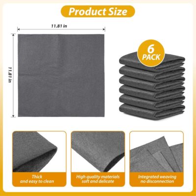 Thickened Magic Cleaning Cloth, 6Pcs Microfiber Cloth Reusable,Lint Free Cloth for Glass,Window, Mirror, Cars - Image 4