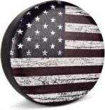 Spare Tire Cover, Wheel Cover with American USA Flag PVC Leather Waterproof Dust-Proof Universal Fit for Jeep Trailer RV SUV Camper Vehicle (14 Inch)