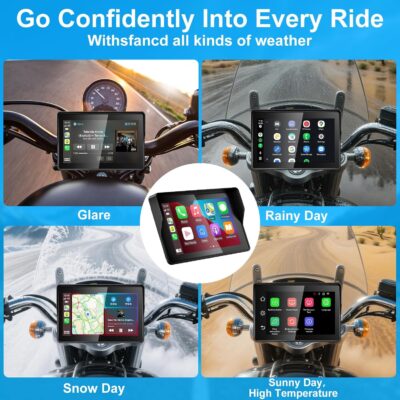 2026 YZW GPS Carplay 5 inch for Motorcycle with Wireless CarPlay & Android Auto, IP69K Waterproof Touch Screen, GPS Nevigation, Supports Bluetooth, Siri, Google Assistant, Vioce Control, Bracket - Image 4