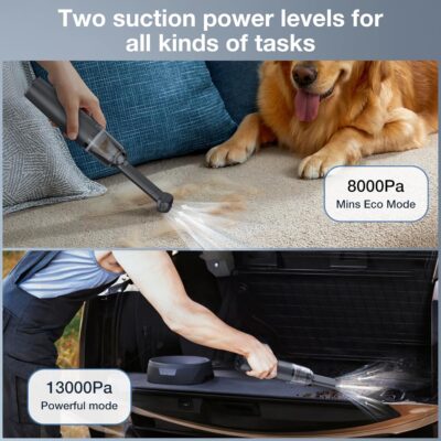 Car Handheld Vacuum Cordless 13000 PA Suction Power, Portable Mini Vacuum Cleaner for Car Home Office and Pet Hair, Black - Image 5