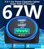 USB C Car Charger, Rombica 2Pack 3-Port 67W Dual PD USB-C&USB-A Car Power Cigarette Lighter USB Charger 3 in 1 PD/QC Type C Fast Car Charge for iPhone 17 17 Pro Max 16 15 14 13 12/Galaxy S26 S25/Pixel - Image 4