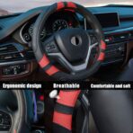 Achiou Red Car Steering Wheel Cover Universal 15 inch with Grip Contours, Leather Auto for Men and Women Non-Slip Breathable Soft and Comfortable - Image 4