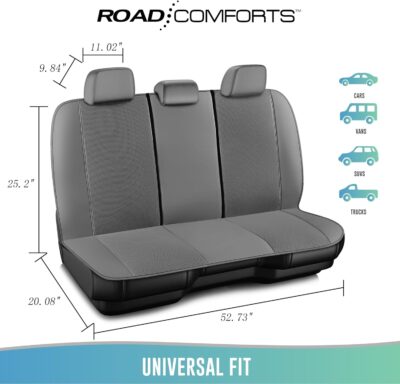 Road Comforts Full Set Leather Mesh Car Seat Cover - Front and Rear, Breathable & Stylish, Airbag Compatible, Universal Fit for Cars, SUVs, Trucks, and Vans - Gray - Image 5