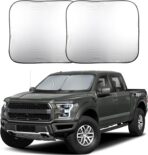 EcoNour 2-Piece Truck Sun Shade for Windshield, Foldable Car Sunshades Reflect UV Rays, Truck Sun Protector Keeps Interior Cool, Automotive Interior Accessory for Comfortable Ride, Large 32.5x36