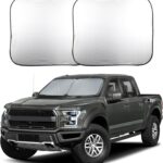 EcoNour 2-Piece Truck Sun Shade for Windshield, Foldable Car Sunshades Reflect UV Rays, Truck Sun Protector Keeps Interior Cool, Automotive Interior Accessory for Comfortable Ride, Large 32.5x36