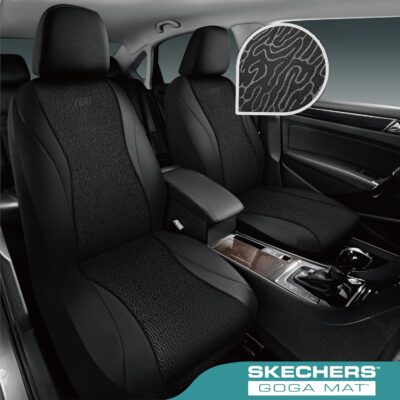 Skechers Car Seat Covers,Leather Seat Covers with GOGA Mat Technology,Waterproof Car Seat Covers Front Seats,Airbag Compatible,Comfort Universal Fit for Most Cars,Vans,Trucks,SUVs,Black - Image 2