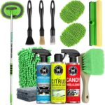 Wontolf Car Wash Kit, Car Cleaning Kit with Long Handle Car Wash Brush, Car Wash Soap, Interior Cleaner, Wheel Cleaner, Window Squeegee, Car Interior Detailing Kit for Cars Trucks RVs SUVs