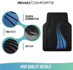 Road Comforts Car Floor Mats Full Set – Front & Rear Car Floor Mats with Aluminum Design, Anti-Slip Backing, All-Weather Protection, Trim-to-Fit Car Mats for Most Sedans, SUVs & Vans - - Blue - Image 7