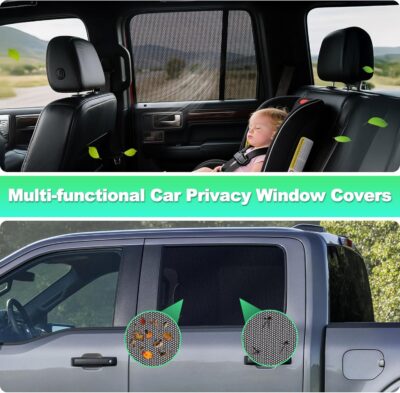 2015-2020 f150 Window Shades - Rear Side Window Sun Shade for Baby, Breathable Mesh Car Privacy Window Covers, UV Protection and Heat Insulation for Road Trips, Napping, Camping (2 PCS) - Image 4