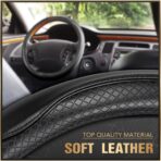 K KNODEL Universal Fit Steering Wheel Cover, Microfiber Leather Car Steering Wheel Cover, Anti-Slip Car Wheel Protector, 15 Inch (Black) - Image 2