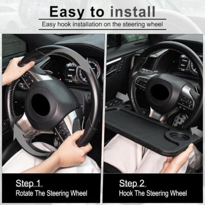 JUSTTOP Car Steering Wheel Desk for Laptop,Multipurpose Travel Car Accessories, Car Seat Stand Trays for Eating, Steering Wheel Overhead Table Console(Black) - Image 4