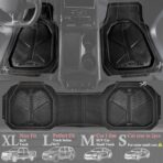 CAR PASS Heavy Duty Rubber Car Mats with Cargo Liner, Deep-Dish Car Floor Mats and Trunk Mat All Weather, Universal Trim-to-Fit for SUVs Trucks Sedans, Waterproof Anti-Slip, Trimmable V12 Black - Image 2