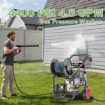 4400PSI Gas Pressure Washer with Hose Reel, 4.5 GPM, One-Button Electric Start 420CC 15HP Commercial Pressure Washer with 50FT 3/8" Hose, Spray Gun & Wand, 5 Quick Connect Nozzles - Image 3