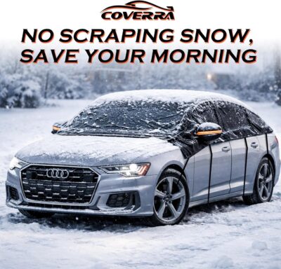 Half Car Cover Top, Snow Car Cover for Compact SUV with Cotton Liner, Sunroof & Windshield Cover for Ice and Snow, All Weather Vehicle Body Cover for Sun, Rain, Dust, Fit SUV 178-189 inchs - Image 2