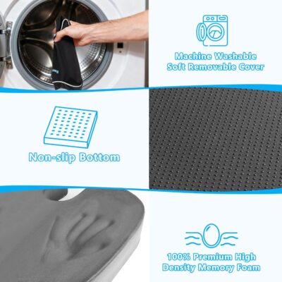 Ergonomic Memory Foam Seat Cushion & Lumbar Support Pillow Set, Orthopedic Coccyx Cushion for Office Chair, Car, Home – Relieves Back, Sciatica & Tailbone Pain, Improves Posture Black/Large - Image 4