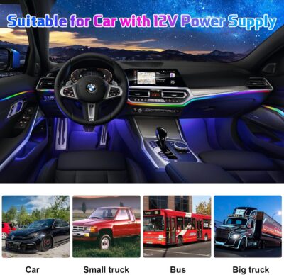 Interior Car LED Strip Lights, Acrylic LED Lights for Car with Wireless APP Dynamic Dreamcolor Chasing 6 in 1 Ambient Lighting Kits, 175 inches 593 LED Sound Active Function Neon Lights - Image 4