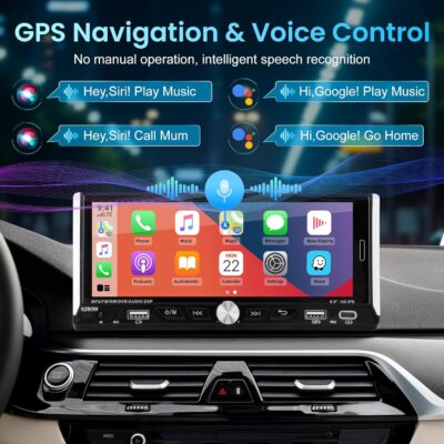 Single Din Car Stereo with Wireless Apple Carplay Android Auto, 6.9" IPS Touchscreen Car Stereo with Bluetooth 5.2 Handsfree Mirror Link Backup Camera GPS Navigation Dual USB Fast Charge FM AM EQ SWC - Image 6