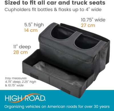 High Road CarHop Jr - Car Organizer with Cup Holders and Storage or Eating Tray for Car - Front Seat Organizer for Drivers and Back Seat Organizer for Kids and Adults - Image 6